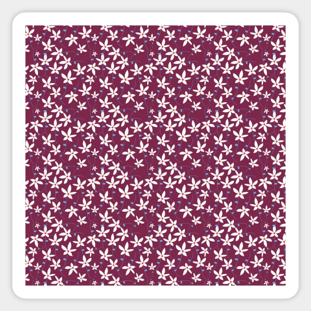 Maroon & White Floral Pattern Sticker by FloralPatterns